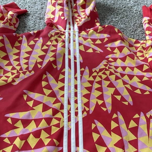 ADIDAS X FARM RIO HOODIE Kangaroo pocket Pull Over Bold Orange Red Cropped Small - Picture 12 of 13